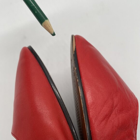 Madewell Shoes Greta Womens Size 8 Red Leather Square Toe Flats Mary Jane Ballet - Picture 13 of 14